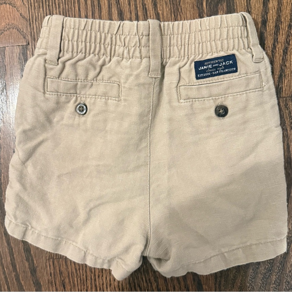 Janie and Jack Tan Linen Cotton Khaki Shorts - Picture 3 of 4
